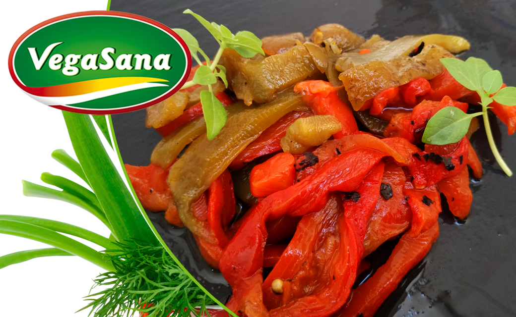 Pimientos asados en horno de leña - Vegasana